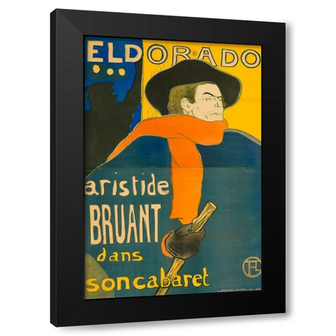Eldorado Aristide Bruant Black Modern Wood Framed Art Print with Double Matting by Toulouse-Lautrec, Henri de