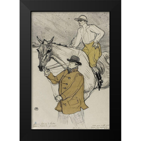 The Jockey Going to the Post Black Modern Wood Framed Art Print by Toulouse-Lautrec, Henri de