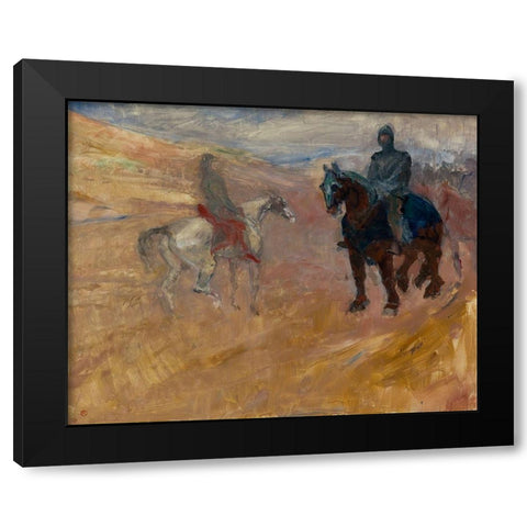 Two Knights in Armor Black Modern Wood Framed Art Print by Toulouse-Lautrec, Henri de
