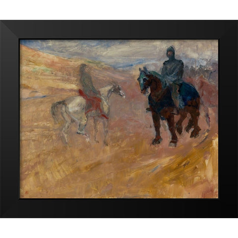 Two Knights in Armor Black Modern Wood Framed Art Print by Toulouse-Lautrec, Henri de