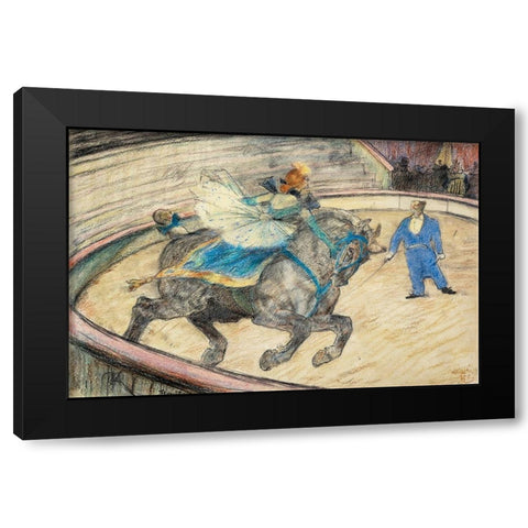 At the Circus Work in the Ring Black Modern Wood Framed Art Print with Double Matting by Toulouse-Lautrec, Henri de
