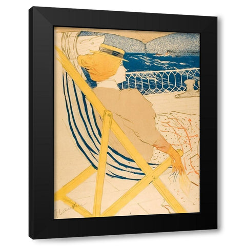 The Passenger in Cabin 54 Black Modern Wood Framed Art Print with Double Matting by Toulouse-Lautrec, Henri de