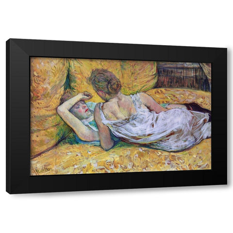 Les Deux Amies Black Modern Wood Framed Art Print by Toulouse-Lautrec, Henri de