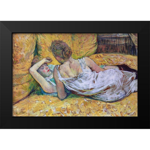 Les Deux Amies Black Modern Wood Framed Art Print by Toulouse-Lautrec, Henri de