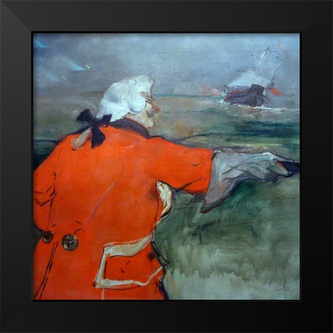 Paul Viaud in an 18th Century Admiral Costume Black Modern Wood Framed Art Print by Toulouse-Lautrec, Henri de