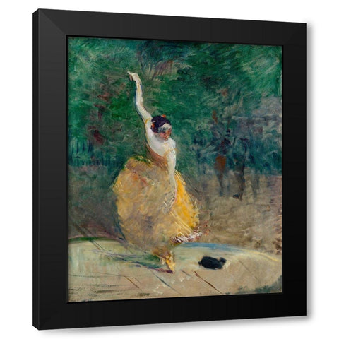 Spanish Dancer Black Modern Wood Framed Art Print by Toulouse-Lautrec, Henri de