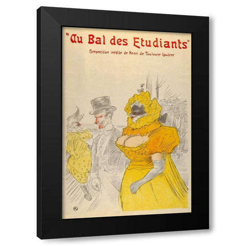 Au Bal des Etudiants Black Modern Wood Framed Art Print with Double Matting by Toulouse-Lautrec, Henri de