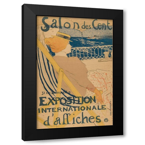 Salon des Cent: Exposition Internationale daffiches Black Modern Wood Framed Art Print with Double Matting by Toulouse-Lautrec, Henri de