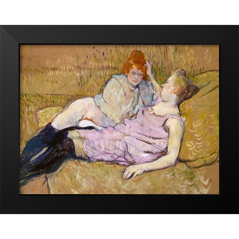 The Sofa Black Modern Wood Framed Art Print by Toulouse-Lautrec, Henri de