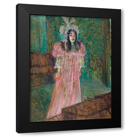 May Belfort Black Modern Wood Framed Art Print by Toulouse-Lautrec, Henri de