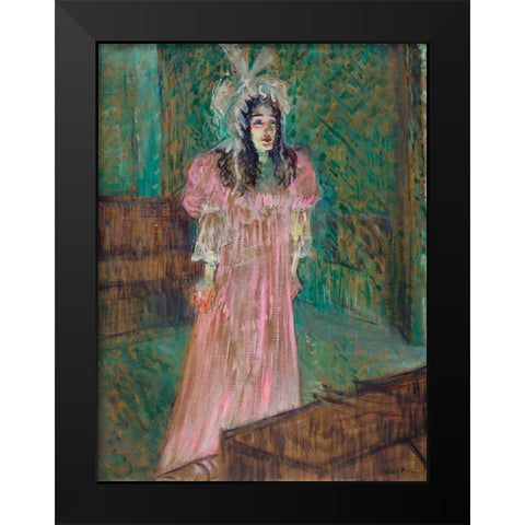 May Belfort Black Modern Wood Framed Art Print by Toulouse-Lautrec, Henri de