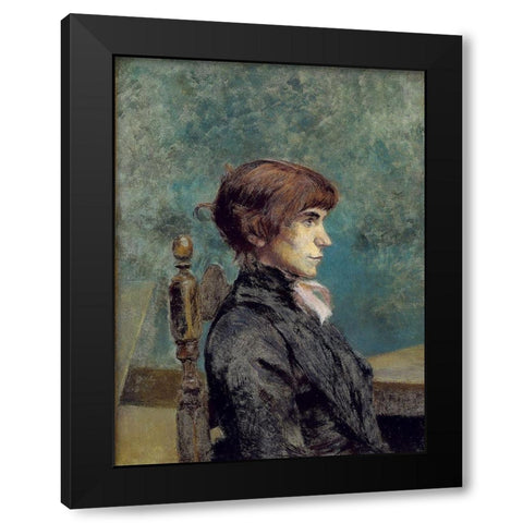 Portrait of Jeanne Wenz Black Modern Wood Framed Art Print with Double Matting by Toulouse-Lautrec, Henri de