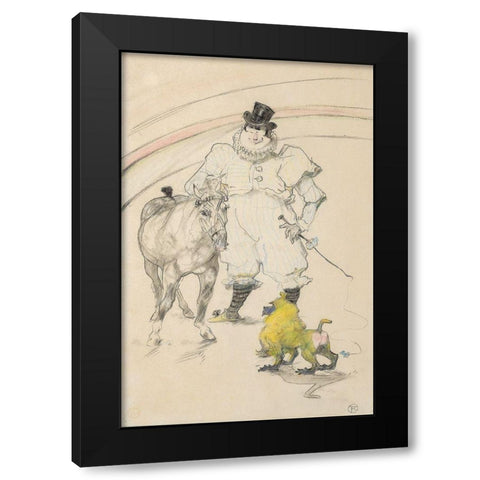 At the Circus, Trained Pony and Baboon Black Modern Wood Framed Art Print with Double Matting by Toulouse-Lautrec, Henri de