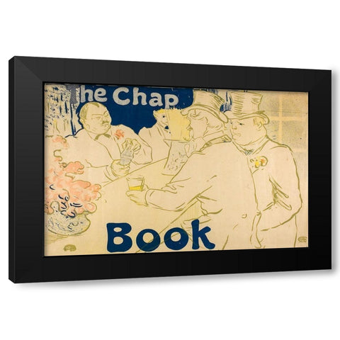 Irish and American Bar, Rue Royale, The Chap Book Black Modern Wood Framed Art Print by Toulouse-Lautrec, Henri de