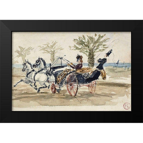 The Promenade des Anglais in Nice Black Modern Wood Framed Art Print by Toulouse-Lautrec, Henri de