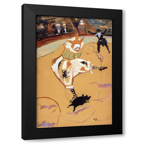 At the Circus Fernando, Medrano with a Piglet Black Modern Wood Framed Art Print with Double Matting by Toulouse-Lautrec, Henri de