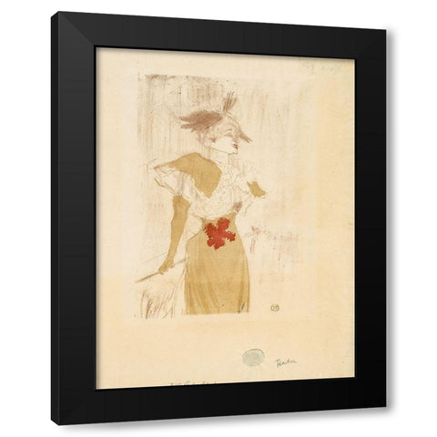 Mademoiselle Marcelle Lender, Standing Black Modern Wood Framed Art Print by Toulouse-Lautrec, Henri de