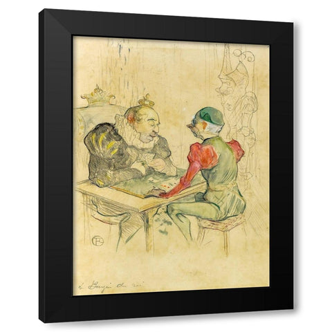 Le bezigue Black Modern Wood Framed Art Print by Toulouse-Lautrec, Henri de