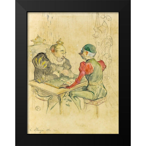 Le bezigue Black Modern Wood Framed Art Print by Toulouse-Lautrec, Henri de