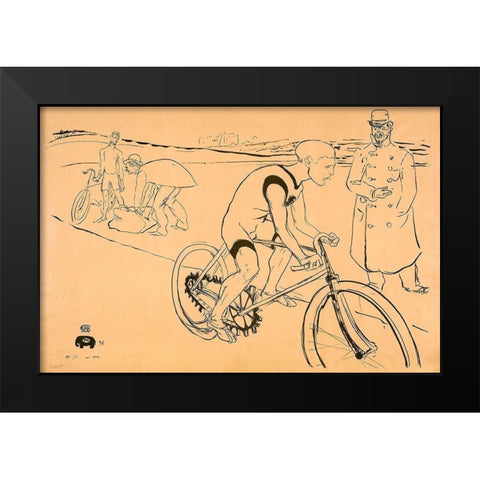 Cycle Michael Black Modern Wood Framed Art Print by Toulouse-Lautrec, Henri de