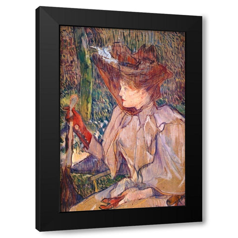Woman with Gloves Black Modern Wood Framed Art Print with Double Matting by Toulouse-Lautrec, Henri de