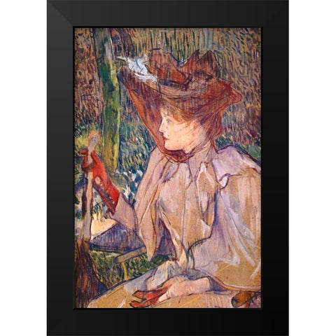 Woman with Gloves Black Modern Wood Framed Art Print by Toulouse-Lautrec, Henri de