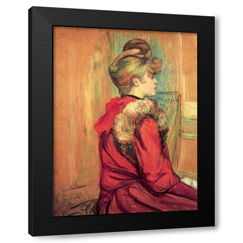 Girl in a Fur, Mademoiselle Jeanne Fontaine Black Modern Wood Framed Art Print with Double Matting by Toulouse-Lautrec, Henri de