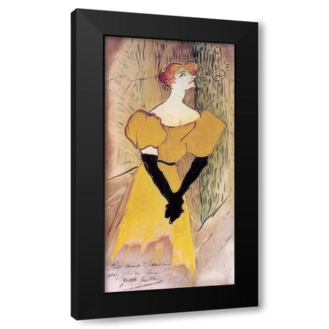 Yvette Guilbert Black Modern Wood Framed Art Print with Double Matting by Toulouse-Lautrec, Henri de