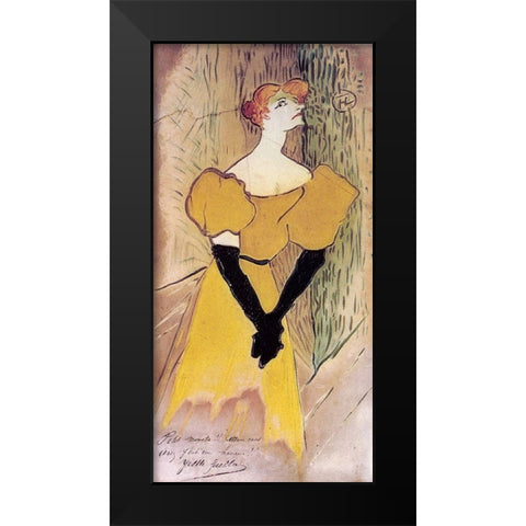 Yvette Guilbert Black Modern Wood Framed Art Print by Toulouse-Lautrec, Henri de