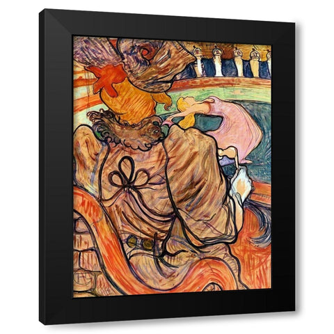 At the Nouveau Cirque the Dancer and Five Stuffed Shirts Black Modern Wood Framed Art Print with Double Matting by Toulouse-Lautrec, Henri de