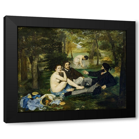 Luncheon on the Grass Black Modern Wood Framed Art Print by Manet, Edouard