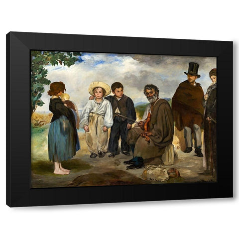 The Old Musician Black Modern Wood Framed Art Print by Manet, Edouard