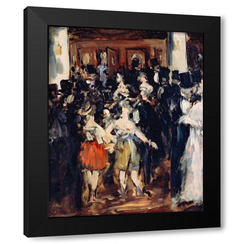 Masked Ball at the Opera Black Modern Wood Framed Art Print by Manet, Edouard