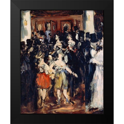 Masked Ball at the Opera Black Modern Wood Framed Art Print by Manet, Edouard