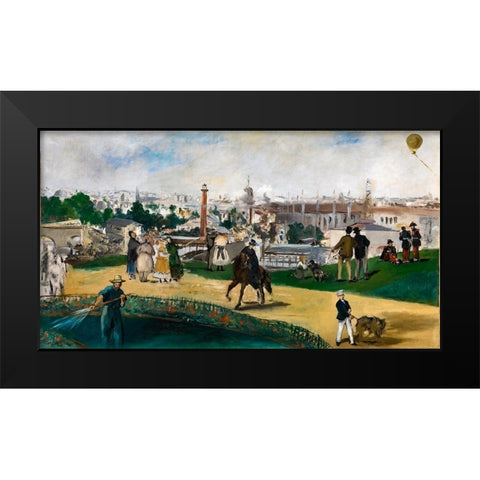 View of the Paris Universal Exhibition 1867 Black Modern Wood Framed Art Print by Manet, Edouard