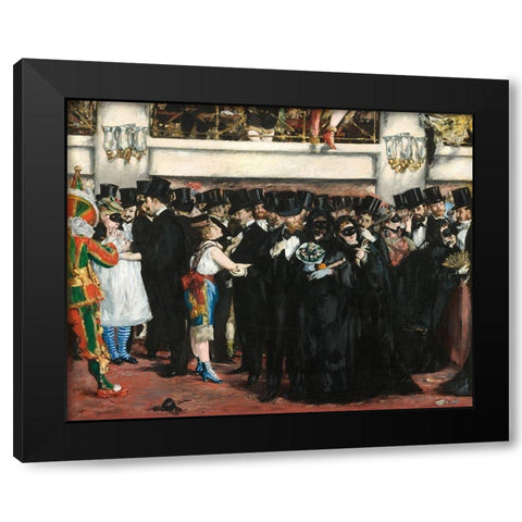 Masked Ball at the Opera Black Modern Wood Framed Art Print with Double Matting by Manet, Edouard