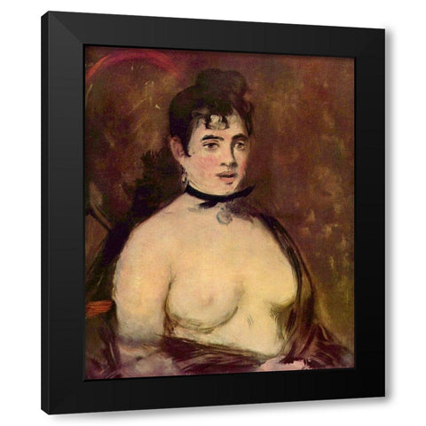 Female nude Black Modern Wood Framed Art Print with Double Matting by Manet, Edouard