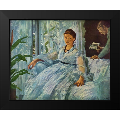 The Reading Black Modern Wood Framed Art Print by Manet, Edouard