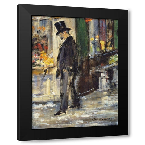 Promeneur Black Modern Wood Framed Art Print by Manet, Edouard