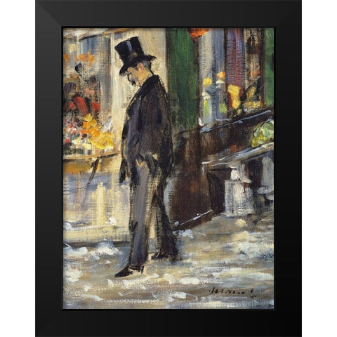 Promeneur Black Modern Wood Framed Art Print by Manet, Edouard