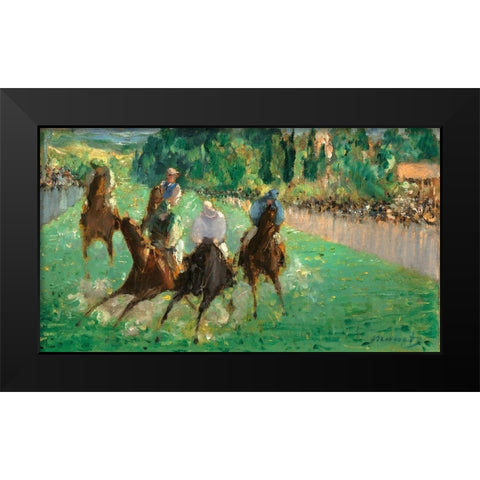 At the Races Black Modern Wood Framed Art Print by Manet, Edouard