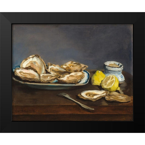 Oysters Black Modern Wood Framed Art Print by Manet, Edouard
