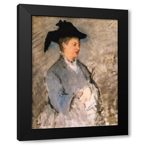 Madame Edouard ManetÂ  Black Modern Wood Framed Art Print with Double Matting by Manet, Edouard