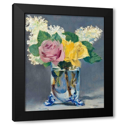 Lilas et roses Black Modern Wood Framed Art Print by Manet, Edouard