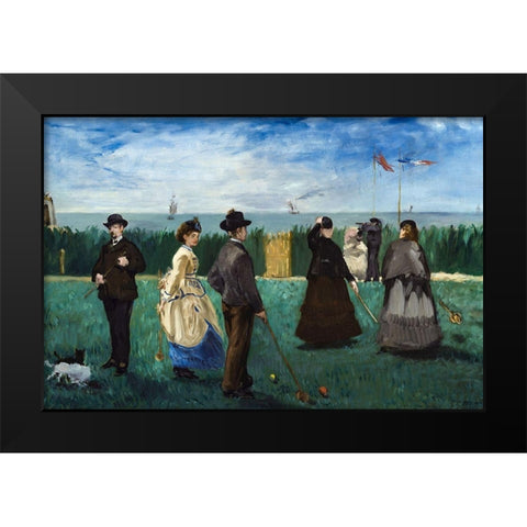 The Croquet Party Black Modern Wood Framed Art Print by Manet, Edouard