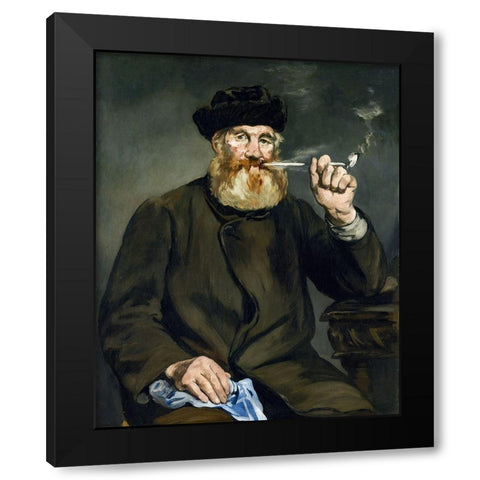 The Smoker Black Modern Wood Framed Art Print with Double Matting by Manet, Edouard
