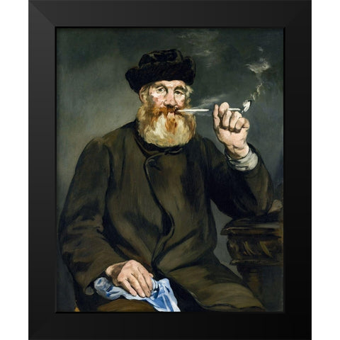 The Smoker Black Modern Wood Framed Art Print by Manet, Edouard