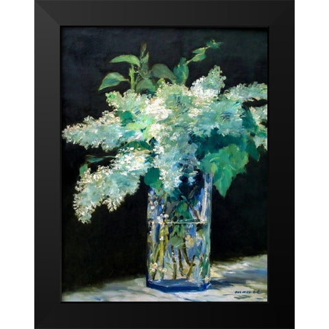 White Lilac Black Modern Wood Framed Art Print by Manet, Edouard
