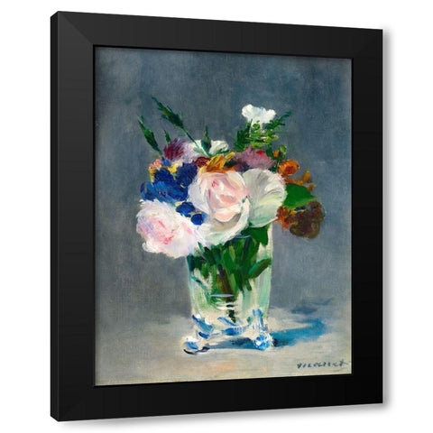 Flowers in a Crystal Vase Black Modern Wood Framed Art Print with Double Matting by Manet, Edouard