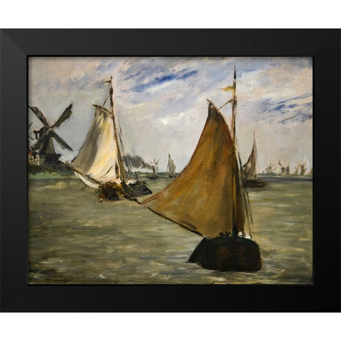 Marine in Holland Black Modern Wood Framed Art Print by Manet, Edouard